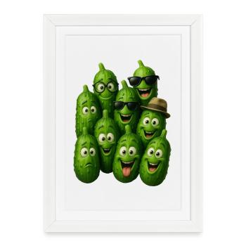 Troupe de concombres verts - Affiche encadrée (27 × 37 cm) - blanc - Devant