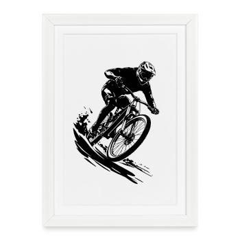 Energetic Mountainbike Cyclist Art - Framed poster (27 × 37 cm) - white - Front