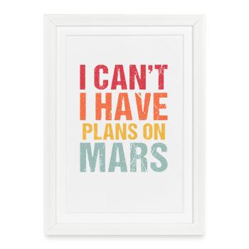 Mars planète espace fusée vintage - Affiche encadrée (27 × 37 cm) - blanc - Devant