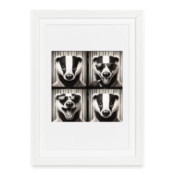 Badger Sunglasses Collage - Framed poster (27 × 37 cm) - white - Front