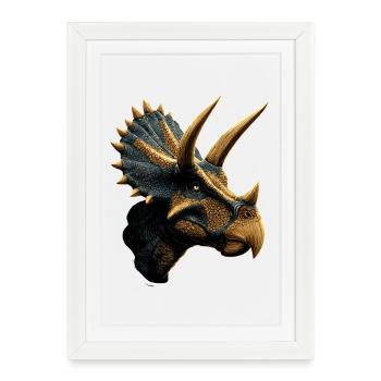 Triceratops Dinosaure Dinos Triceratops Dino - Affiche encadrée (27 × 37 cm) - blanc - Devant