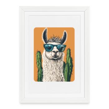 lama - Affiche encadrée (27 × 37 cm) - blanc - Devant