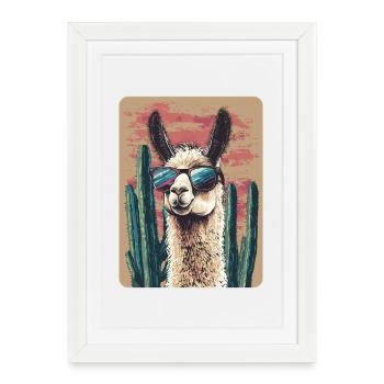 lama - Affiche encadrée (27 × 37 cm) - blanc - Devant