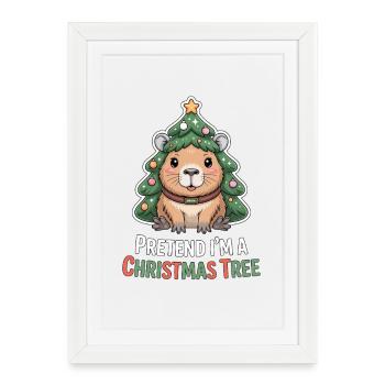Pretend I'm A Christmas Tree Capypara - Framed poster (27 × 37 cm) - white - Front