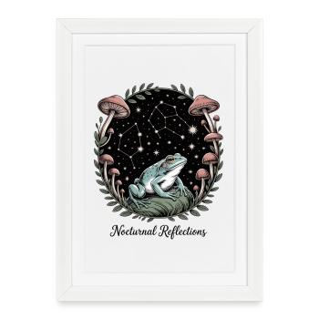 Nocturnal Reflections Frog Illustration - Framed poster (27 × 37 cm) - white - Front