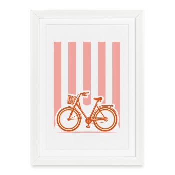 Bicycle Cyclist City Bike with Basket - Framed poster (27 × 37 cm) - white - Front