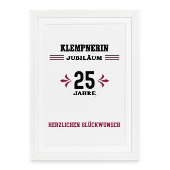 25e anniversaire du plombier 25e anniversaire de l’entreprise - Affiche encadrée (27 × 37 cm) - blanc - Devant