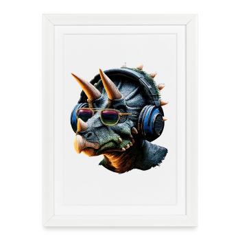 Triceratops Dinosaure Dinos Triceratops Dino - Affiche encadrée (27 × 37 cm) - blanc - Devant