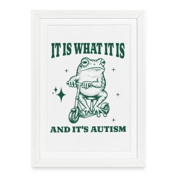 It Is What It Is And It's Autism Funny Animal Frog - Framed poster (27 × 37 cm) - white - Front