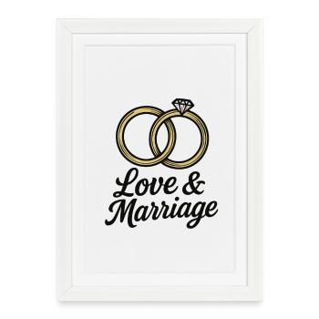 Alliances Amour et Mariage - Love & Marriage - Affiche encadrée (27 × 37 cm) - blanc - Devant