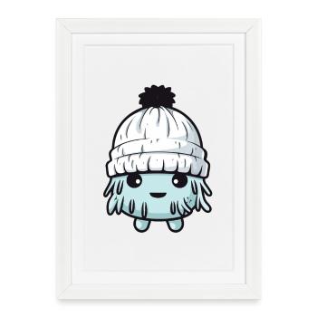 Esquimau Froid Bande dessinée Hiver - Affiche encadrée (27 × 37 cm) - blanc - Devant