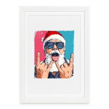 Père Noël Fête Drôle Noël - Affiche encadrée (27 × 37 cm) - blanc - Devant