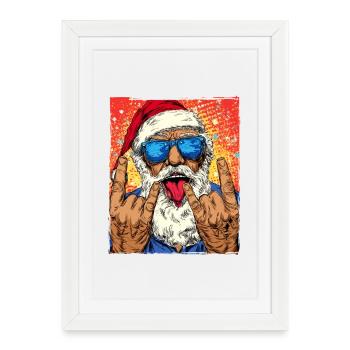 Père Noël Drôle Noël - Affiche encadrée (27 × 37 cm) - blanc - Devant