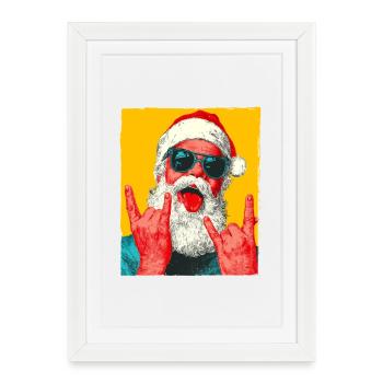 Santa Claus Party Pop Art Christmas - Framed poster (27 × 37 cm) - white - Front