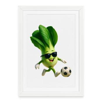 Pak Choi Football - Affiche encadrée (27 × 37 cm) - blanc - Devant