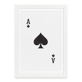 Ace of Spades Minimal Print - Framed poster (27 × 37 cm) - white - Front