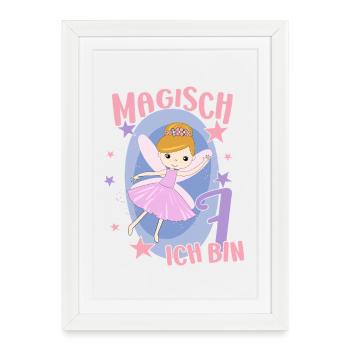 7th Birthday Fairy 7 Year Girl Birthday Motif - Framed poster (27 × 37 cm) - white - Front