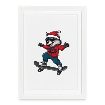Wolf Christmas Funny - Framed poster (27 × 37 cm) - white - Front