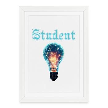 Design étudiant – Énergie et inspiration d’ampoule - Affiche encadrée (27 × 37 cm) - blanc - Devant