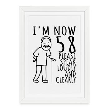 58ème Anniversaire 58er 58ème J’ai maintenant 58 ans - Affiche encadrée (27 × 37 cm) - blanc - Devant