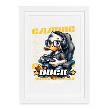 Duck in gaming style - Framed poster (27 × 37 cm) - white - Front