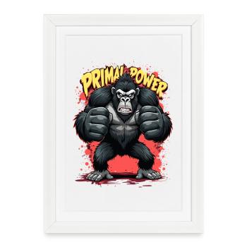 Primal Power Gorila Print - Framed poster (27 × 37 cm) - white - Front
