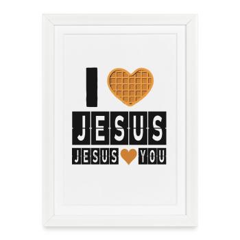J’aime Jésus Gaufre Coeur Foi Design - Affiche encadrée (27 × 37 cm) - blanc - Devant