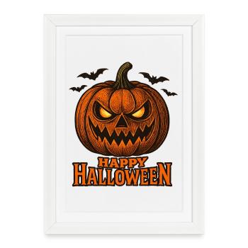 Citrouille d’Halloween – Joyeux Halloween - Affiche encadrée (27 × 37 cm) - blanc - Devant