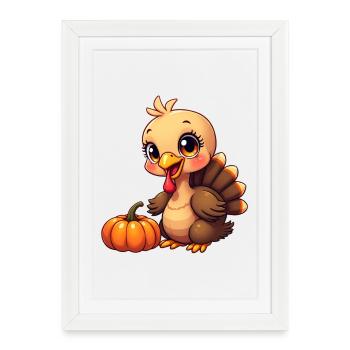Bébé dinde de Thanksgiving - Affiche encadrée (27 × 37 cm) - blanc - Devant