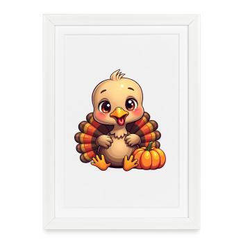 Bébé dinde de Thanksgiving - Affiche encadrée (27 × 37 cm) - blanc - Devant