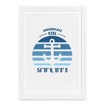 Kiel Mer Baltique Port de Kiel Côte du Schleswig-Holstein - Affiche encadrée (27 × 37 cm) - blanc - Devant