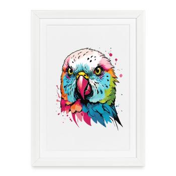 Conception artistique de perruche colorée - Affiche encadrée (27 × 37 cm) - blanc - Devant