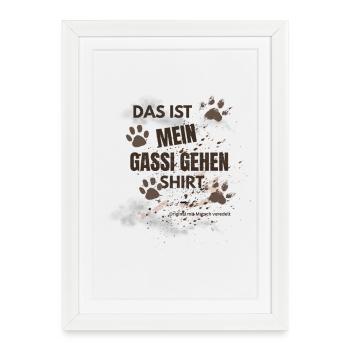 Walking Shirt – T-Shirt with Paws & Mud - Framed poster (27 × 37 cm) - white - Front