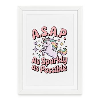 Licorne ASAP Brillant - Affiche encadrée (27 × 37 cm) - blanc - Devant