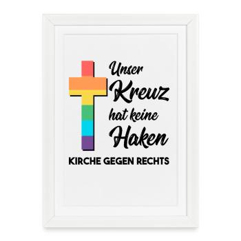 Notre croix n’a pas de crochets - L’Église contre la droite - Affiche encadrée (27 × 37 cm) - blanc - Devant