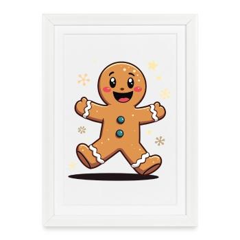 bonhomme en pain d’épices - Affiche encadrée (27 × 37 cm) - blanc - Devant