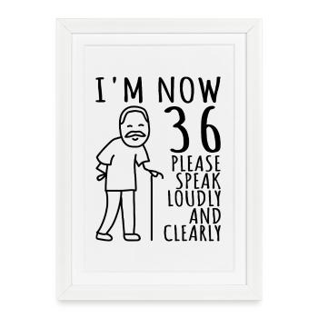 36ème Anniversaire 36er 36ème J’ai 36 ans maintenant - Affiche encadrée (27 × 37 cm) - blanc - Devant