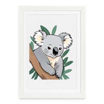 Koala on a Branch Cartoon - Framed poster (27 × 37 cm) - white - Front