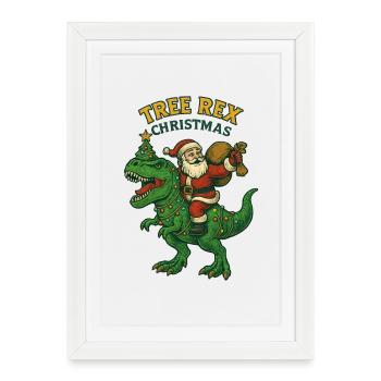 Noël - Tree Rex Christmas - Affiche encadrée (27 × 37 cm) - blanc - Devant