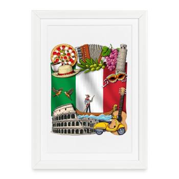 Italie - Affiche encadrée (27 × 37 cm) - blanc - Devant
