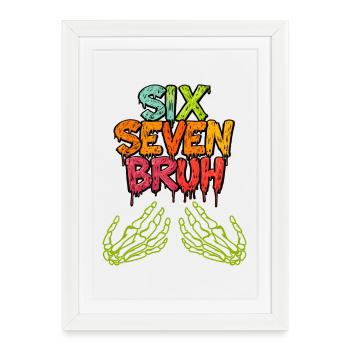 Funny Brainrot 67 Skeleton Hand Halloween Gen Z - Framed poster (27 × 37 cm) - white - Front