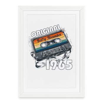 Cassette 60ème Anniversaire Novembre Millésime 1965 - Affiche encadrée (27 × 37 cm) - blanc - Devant