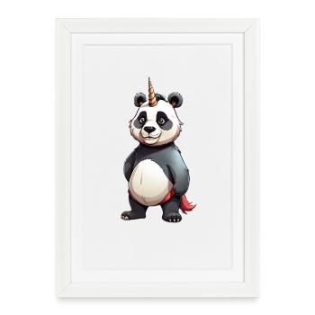 Panda Unicorn Cape Cartoon - Framed poster (27 × 37 cm) - white - Front