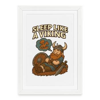 Sleep Like A Viking Viking Sleep Dragon Dream - Framed poster (27 × 37 cm) - white - Front