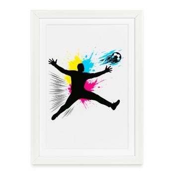 Soccer Goalkeeper Jump With Color Explosion - Framed poster (27 × 37 cm) - white - Front