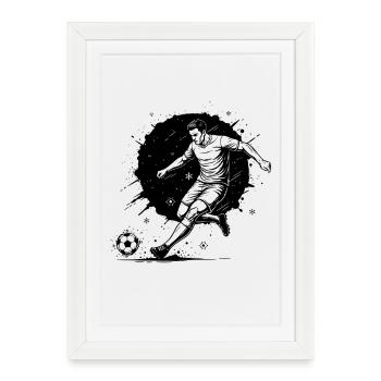 Illustration de ballon de football - Affiche encadrée (27 × 37 cm) - blanc - Devant