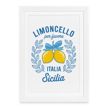 Limoncello Sicile Italie Souvenir de vacances - Affiche encadrée (27 × 37 cm) - blanc - Devant