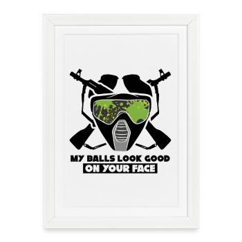 Conception amusante de paintball - Visez avec style - Affiche encadrée (27 × 37 cm) - blanc - Devant