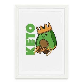 Keto King – Conception de mode de vie à faible teneur en glucides et en matières grasses - Affiche encadrée (27 × 37 cm) - blanc - Devant