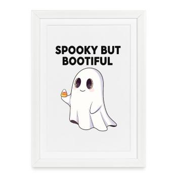 Spooky But Bootiful Cute Ghost Holding Candy Corn  - Framed poster (27 × 37 cm) - white - Front